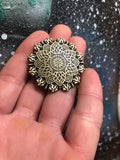 Intergalactic Transporter Pin – Seed of Life Sacred Geometry, Nickel Pin with Antique Gold Finish, Unique Sacred Geometry Pin