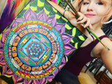 odiac Bamboo Parasol – UV Blacklight Reactive Festival Umbrella by Melanie Bodnar
