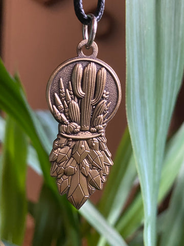 Crystal Cactus Pendant / Hand Drawn Design By Melanie Bodnar / Enlighten Clothing Co. / Cactus Jewelry/ Crystal Jewelry