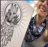 Crystal Cactus Pendant / Hand Drawn Design By Melanie Bodnar / Enlighten Clothing Co. / Cactus Jewelry/ Crystal Jewelry