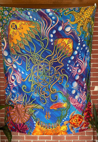 Tapestry / Hidden Stealy / Jellyfish Art / Steal Your Face Art / Festival Tapestry