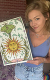 Pashmina / Sun And Luna Moth Pashmina / Original Art By Melanie Bodnar / Festival Pashmina / Enlighten Clothing Co