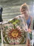 Pashmina / Sun And Luna Moth Pashmina / Original Art By Melanie Bodnar / Festival Pashmina / Enlighten Clothing Co