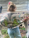 Pashmina / Sun And Luna Moth Pashmina / Original Art By Melanie Bodnar / Festival Pashmina / Enlighten Clothing Co