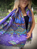 Pashmina / Jade Cicada Pashmina / Original Art By Melanie Bodnar / Festival Pashmina / Enlighten Clothing Co