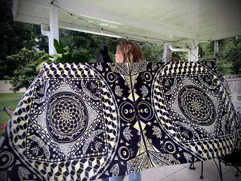 Pashmina / Cicada Mandala Pashmina / Original Art By Melanie Bodnar / Festival Pashmina / Enlighten Clothing Co