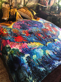 Electric Owl Fleece Art Blanket, Vibrant Owl Artwork, Soft Fleece Throw Blanket, Perfect for Beds & Sofas, Inspired by Electric Forest