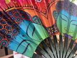 Awaken Buddha Inspired Black Light Reactive Hand Fan – Festival & Rave Accessory by Enlighten Clothing Co.