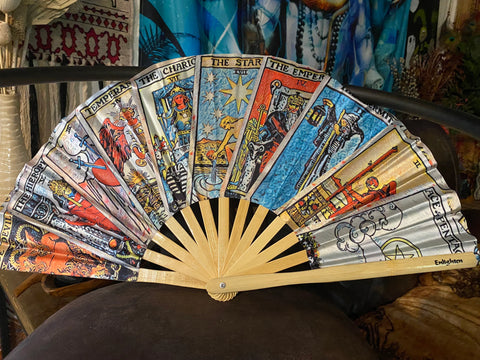 Tarot Fan Version 2 – Large Festival Hand Fan – Tarot Card Design by Enlighten Clothing Co.