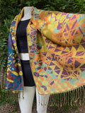 Enlighten Festival Pashmina – Double-Sided Soft Pashmina, Metatron’s Cube & Sacred Geometry Design, Festival Fashion Accessory