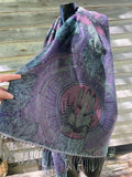 Crystal Cactus Pashmina – Double Ply Reversible Festival Fashion, Hand-Drawn Design by Melanie & Justin, Vibrant Cactus Art, 28” x 71”