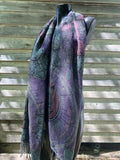 Crystal Cactus Pashmina – Double Ply Reversible Festival Fashion, Hand-Drawn Design by Melanie & Justin, Vibrant Cactus Art, 28” x 71”