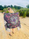 Crystal Cactus Pashmina – Double Ply Reversible Festival Fashion, Hand-Drawn Design by Melanie & Justin, Vibrant Cactus Art, 28” x 71”