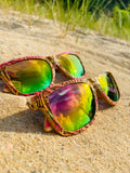 Rainbow Wooden Engraved Sunglasses - Botanical Omniscience – Limited Edition by Enlighten Clothing Co.