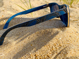 Blue Engraved Wooden Sunglasses - Crystal Ratio – Limited Edition by Enlighten Clothing Co.