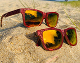 Red Engraved Wooden Sunglasses - Ascension – Limited Edition by Enlighten Clothing Co.