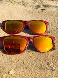 Red Engraved Wooden Sunglasses - Ascension – Limited Edition by Enlighten Clothing Co.