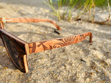 Brown Engraved Wooden Sunglasses - LOTUS – Limited Edition by Enlighten Clothing Co.