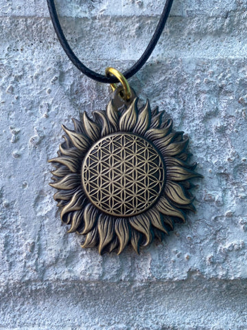 Sunflower Of Life Pendant Original Sacred Geometry Jewelry by Enlighten