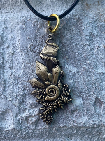 Crystal Ratio Ammonite Pendant By Enlighten Clothing Co Original Art By Melanie Bodnar / Crystal Jewelry
