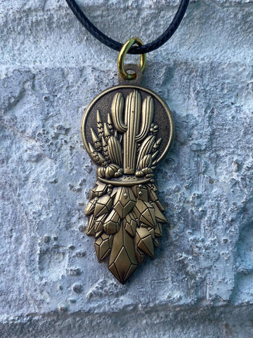 Crystal Cactus Pendant / Hand Drawn Design By Melanie Bodnar / Enlighten Clothing Co. / Cactus Jewelry/ Crystal Jewelry