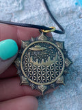 Ancient Aliens Pendant Original Sacred Geometry Jewelry by Enlighten / Hand Drawn By Melanie Bodnar / Alien Art / Flower Of Life