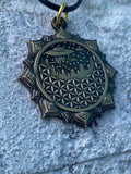 Ancient Aliens Pendant Original Sacred Geometry Jewelry by Enlighten / Hand Drawn By Melanie Bodnar / Alien Art / Flower Of Life
