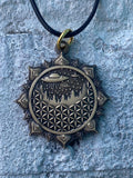 Ancient Aliens Pendant Original Sacred Geometry Jewelry by Enlighten / Hand Drawn By Melanie Bodnar / Alien Art / Flower Of Life