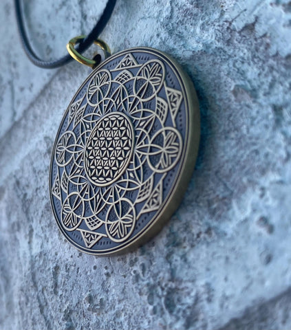 Eternal Teacher Pendant Original Sacred Geometry Jewelry by Enlighten / Hand Drawn By Glenn Thomson