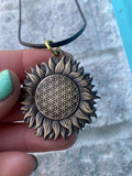 Sunflower Of Life Pendant Original Sacred Geometry Jewelry by Enlighten