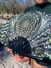 Cicada Mandala Bamboo Folding Fan – UV Reactive Festival Accessory