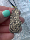 Palm Reader Pendant, Bares The Yin Yang, Om, Trinity, Sun, Moon, And Stars All Centered Around A Swirling Galaxy Palm