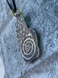 Palm Reader Pendant, Bares The Yin Yang, Om, Trinity, Sun, Moon, And Stars All Centered Around A Swirling Galaxy Palm