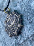 Ancient Aliens Pendant Original Sacred Geometry Jewelry by Enlighten / Hand Drawn By Melanie Bodnar / Alien Art / Flower Of Life