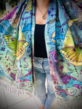 Pashmina / Rainbow Luna Pashmina / Original Art By Melanie Bodnar / Festival Pashmina / Enlighten Clothing Co