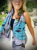 Pashmina / Moon and Monarch Pashmina / Original Art By Melanie Bodnar / Festival Pashmina