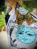 Pashmina / Moon and Monarch Pashmina / Original Art By Melanie Bodnar / Festival Pashmina